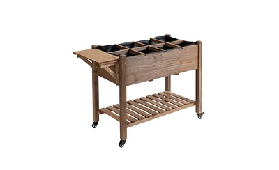 Multi-Tier Wooden Garden Box for Plants and Storage
