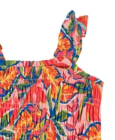 Rare Editions Toddler and Little Girls Tropical Stretch Print Dress