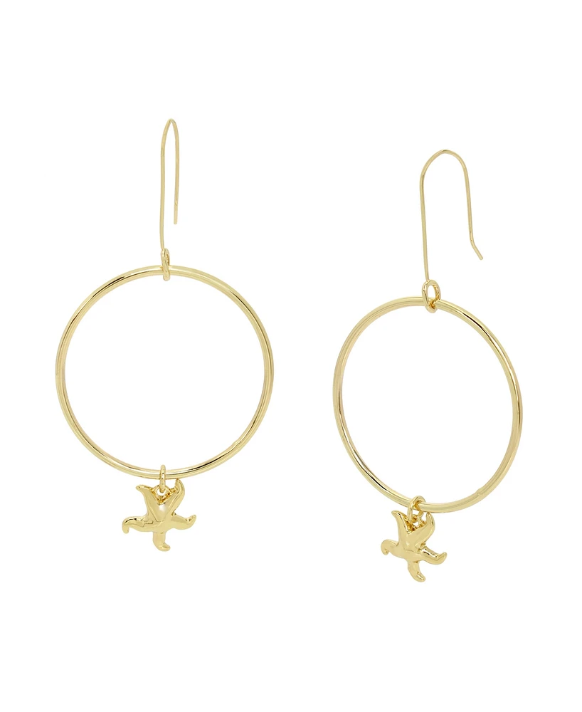 Robert Lee Morris Soho Gold Starfish Charm Hoop Earrings