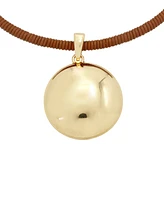 Robert Lee Morris Soho Gold Dome Pendant Leather Wire Necklace