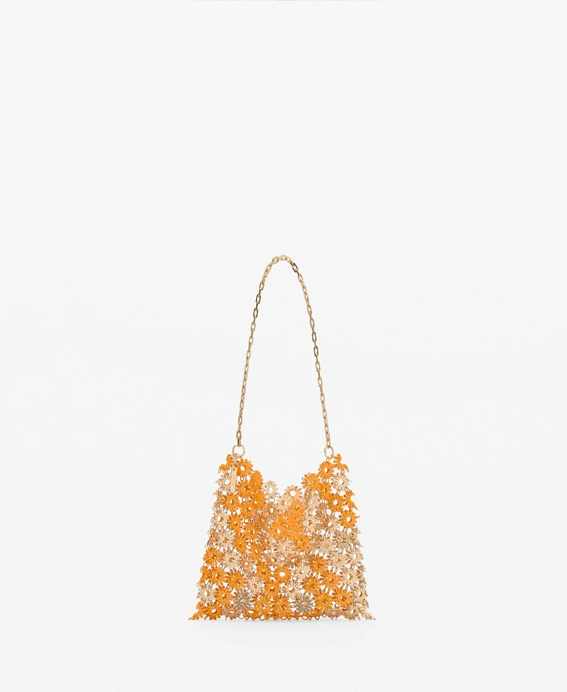 Mango Women's Metallic Flower Shoulder Bag