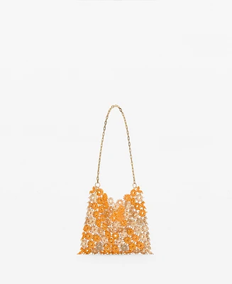 Mango Women's Metallic Flower Shoulder Bag