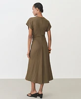 Mango Women's Draped Details Lyocell-Blend Dress