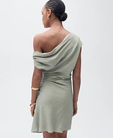 Mango Women's Asymmetrical Draped Short Dress