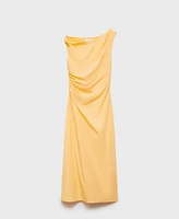 Mango Women's Draped Asymmetrical Midi Dress