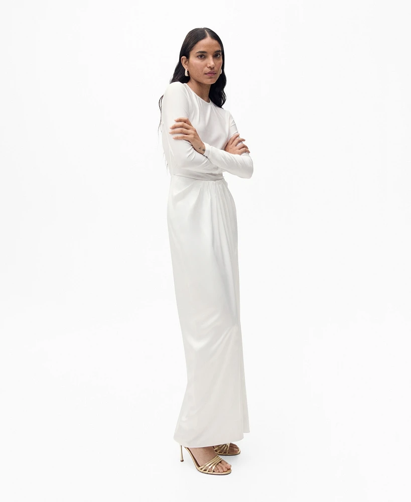 Mango Women's Combined-Fabric Long Dress