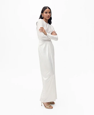 Mango Women's Combined-Fabric Long Dress