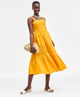 On 34th Women's Smocked Embroidered Eyelet Midi Dress, Exclusively at Macy's