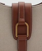 Mango Women's Contrasting Cotton Canvas Bag