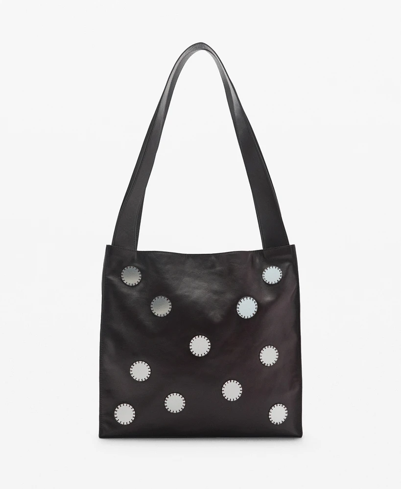 Mango Women's Double-Handle Leather Shoulder Bag