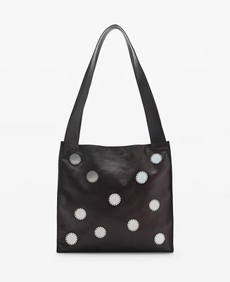 Mango Women's Double-Handle Leather Shoulder Bag