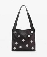 Mango Women's Double-Handle Leather Shoulder Bag