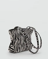 Mango Women's Zebra-Print Leather Bag