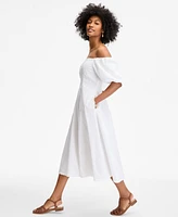 On 34th Women's Off-The-Shoulder Puff-Sleeve Midi Dress, Exclusively at Macy's