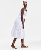 On 34th Women's Cotton Poplin Shirred Midi Dress, Exclusively at Macy's
