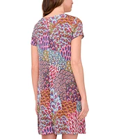 Msk Women's Three-Ring Keyhole-Neck Printed Jersey Dress