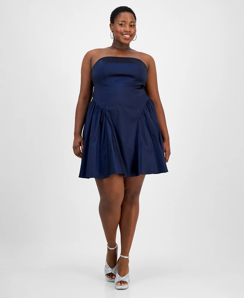 Emerald Sundae Trendy Plus Strapless Taffeta Dress