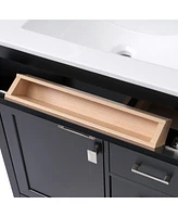 30-Inch Black Bathroom Vanity with Ceramic Sink and Ample Storage - Ideal Choice for Small Bathrooms