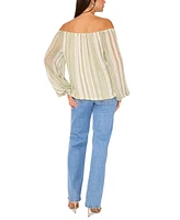 Vince Camuto Women's Stripe Off-the-Shoulder Tied-Hem Top