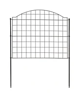 Arched Grid 12.5' Set of 5 Decorative Garden Fence Panels - Steel Border Fencing - 28" W x 25.5" H Per Panel - Black