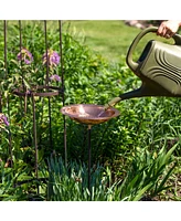 Standing Copper Bird Bath or Bird Feeder - Detachable Hand-Hammered Bowl with Stake - 33” H