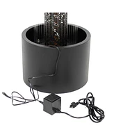 Glittering Rain Outdoor Water Fountain with Lights - Zinc - 41.25-Inch - Includes Warm White Led Lights