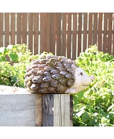 Ceramic Hazel The Hedgehog Garden Statue Decor - Hand-Painted Sculpture for Patio, Lawn, Garden and Indoor Living Spaces - 7-Inch - Brown