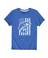 Hybrid Toddler Boys Americana Flag Fish Graphic T-Shirt