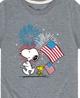 Hybrid Toddler Boys Peanuts Americana Fireworks Graphic T-Shirt