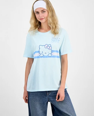 Love Tribe Juniors' Hello Kitty Stripe Graphic Print T-Shirt