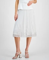 julia jordan Women's Sleeveless Belted Mix-Media Dress