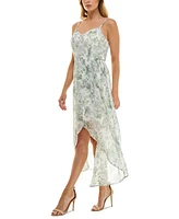 As U Wish Juniors' Molded-Cup Wrap High-Low Fit & Flare Dress