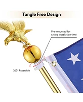 Yescom 8Ft Indoor Flag Pole Kit Eagle Topper Aluminum Gold Pole with Base 3x5Ft Us Flag for Office School City Hall
