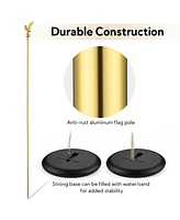 Yescom 8Ft Indoor Flag Pole Kit Eagle Topper Aluminum Gold Pole with Base 3x5Ft Us Flag for Office School City Hall 2Pcs