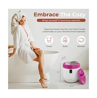 SereneLife Bucket Towel Warmer, 12L, Adjustable Timer, Auto Shut-Off, Pink