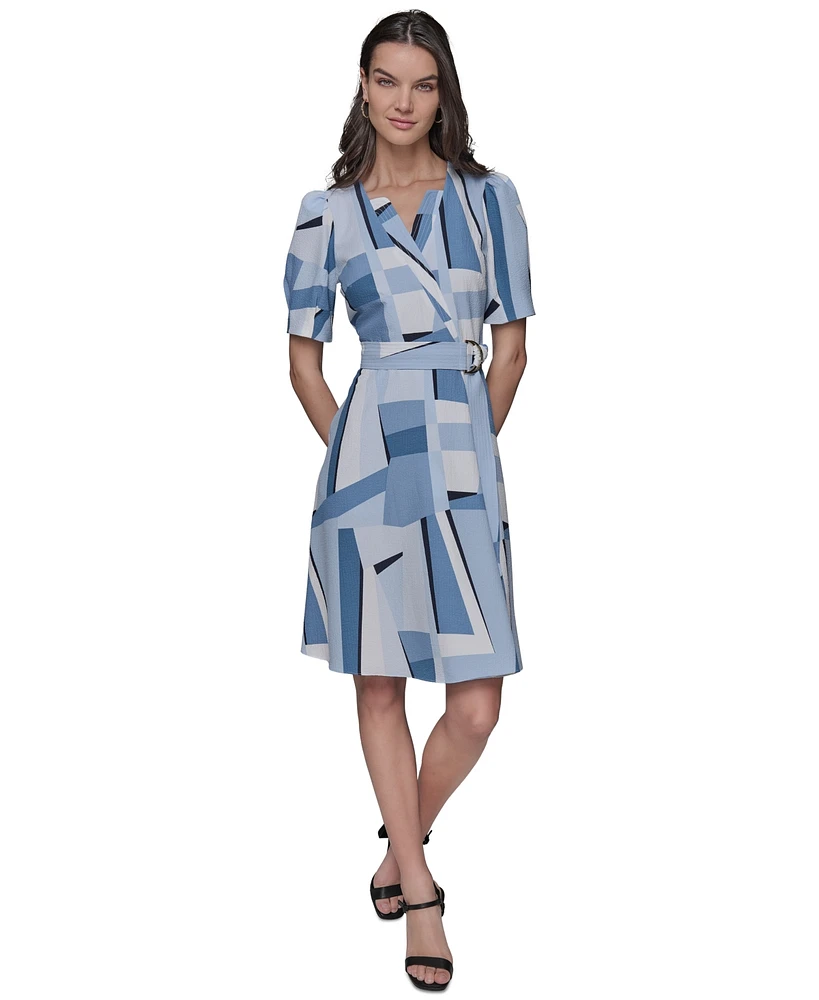 Karl Lagerfeld Paris Women's Geometric-Print A-Line Dress