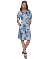 Karl Lagerfeld Paris Women's Geometric-Print A-Line Dress