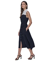 Karl Lagerfeld Paris Women's Aero Wash Colorblocked Shirtdress