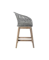 Solid Wood Bar Height Chair with Footrest – Low Back Outdoor Seating for Relaxation