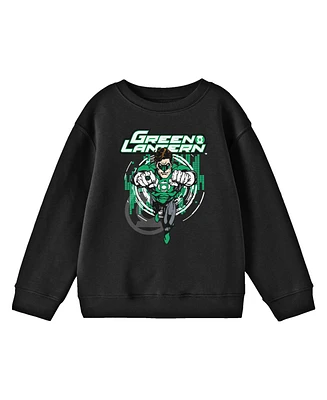 Green Lantern Boys Flying Superhero Black Long Sleeve Shirt