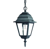 Distressed White Beveled Glass Outdoor Hanging Light
