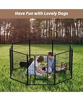 Dog Playpen Indoor Outdoor, 32" Height 8 Panels Fence with Anti-Rust Coating, Metal Heavy Portable Foldable Dog Pen for Large, Medium Small Dogs Rv Ya