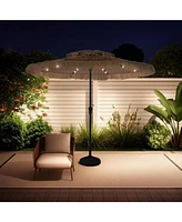 Mondawe 9 Ft Hawaiian Beach Parasol Outdoor Umbrella with Solar Lights