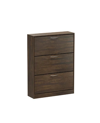 Homsee White Wooden Shoe Storage Cabinet,Fashion Shoes Cabinet with 3-Drawers