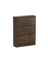 Homsee White Wooden Shoe Storage Cabinet,Fashion Shoes Cabinet with 3-Drawers