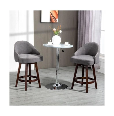 Set of 2 Swivel Counter Height Bar Stools, 26" Upholstered Kitchen Island Chairs with Nailhead Trim-The Pop Home
