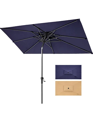 Rectangular Tilt Market Patio Umbrella with Stand – Outdoor Sun Shade for Garden