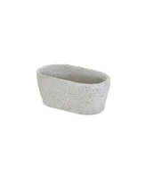 9" Gray Speckle Glaze Cement Indoor Outdoor Oval Pot Planter