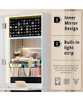 Led Jewelry Cabinet Organizer with Foldable Shelf