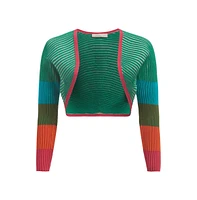 Etcetera Women's Colorblock Cropped Cardigan Sweater Exuberance